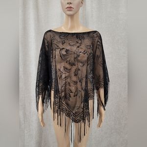 Elegant Black Lace Fringe Wrap